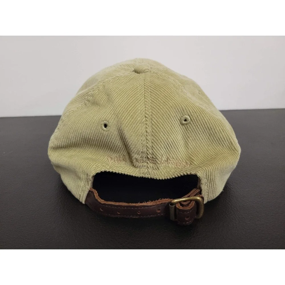 Polo Ralph‎ Lauren Hat Cap Mens Brown Corduroy Leather Strap Back Eagle Flags